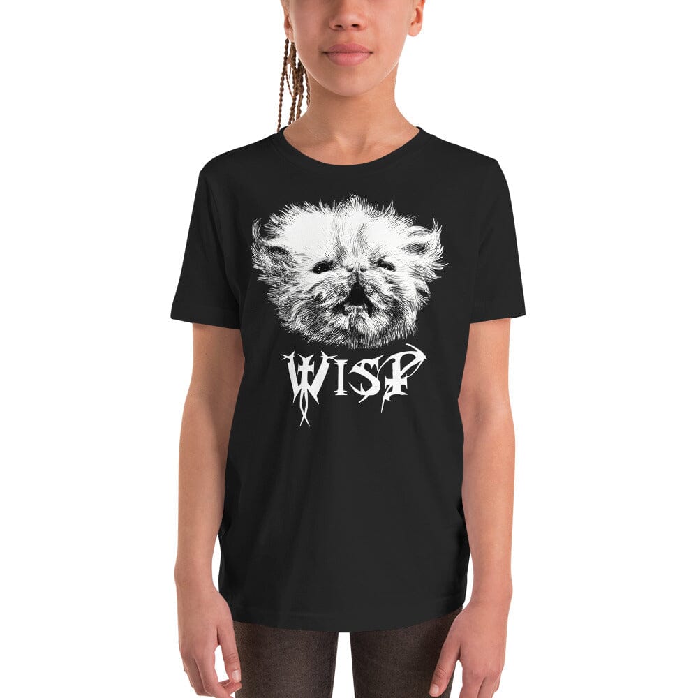 BLACK Metal Wisp YOUTH T-Shirt [Unfoiled] (All net proceeds go to Rags to Riches Animal Rescue) JoyousJoyfulJoyness S 