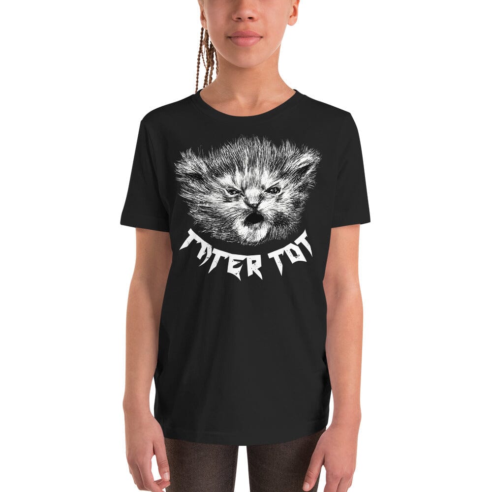 BLACK Metal Tater Tot YOUTH T-Shirt [Unfoiled] (All net proceeds go to Kitty CrusAIDe) JoyousJoyfulJoyness S 