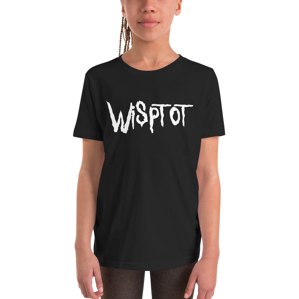 BLACK WispTot YOUTH T-Shirt [Unfoiled] (All net proceeds go to equally to Kitty CrusAIDe and Rags to Riches Animal Rescue) JoyousJoyfulJoyness S 