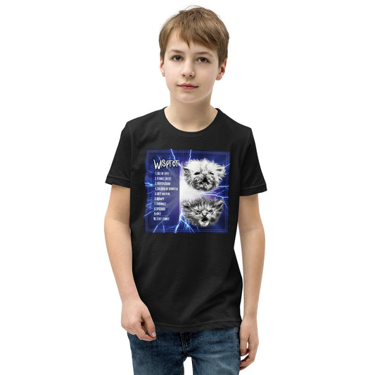 WispTot Album (BACK Only) YOUTH T-Shirt [Unfoiled] (All net proceeds go to equally to Kitty CrusAIDe and Rags to Riches Animal Rescue) JoyousJoyfulJoyness Black S 