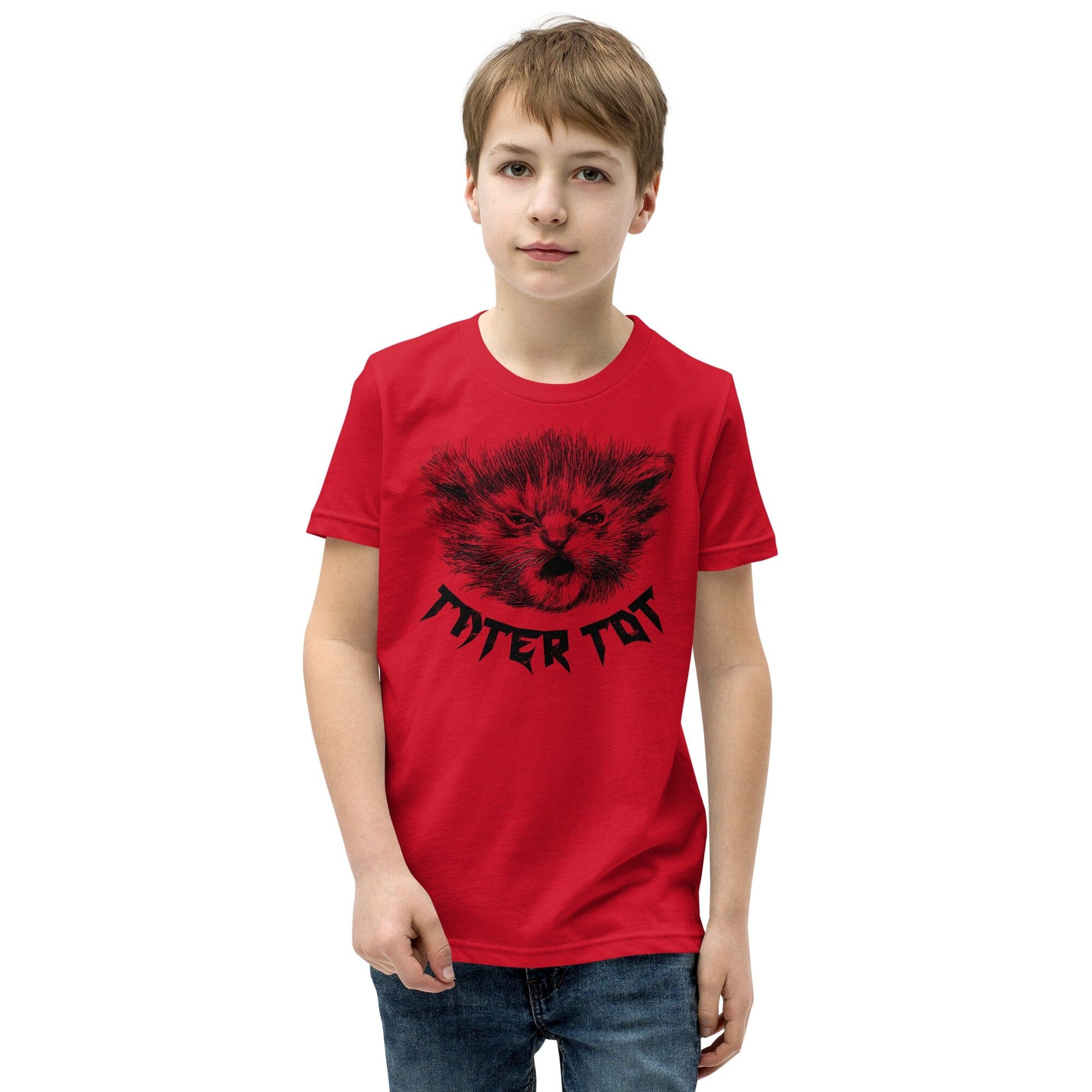 Metal Tater Tot YOUTH T-Shirt [Unfoiled] (All net proceeds go to Kitty CrusAIDe) JoyousJoyfulJoyness Red S 