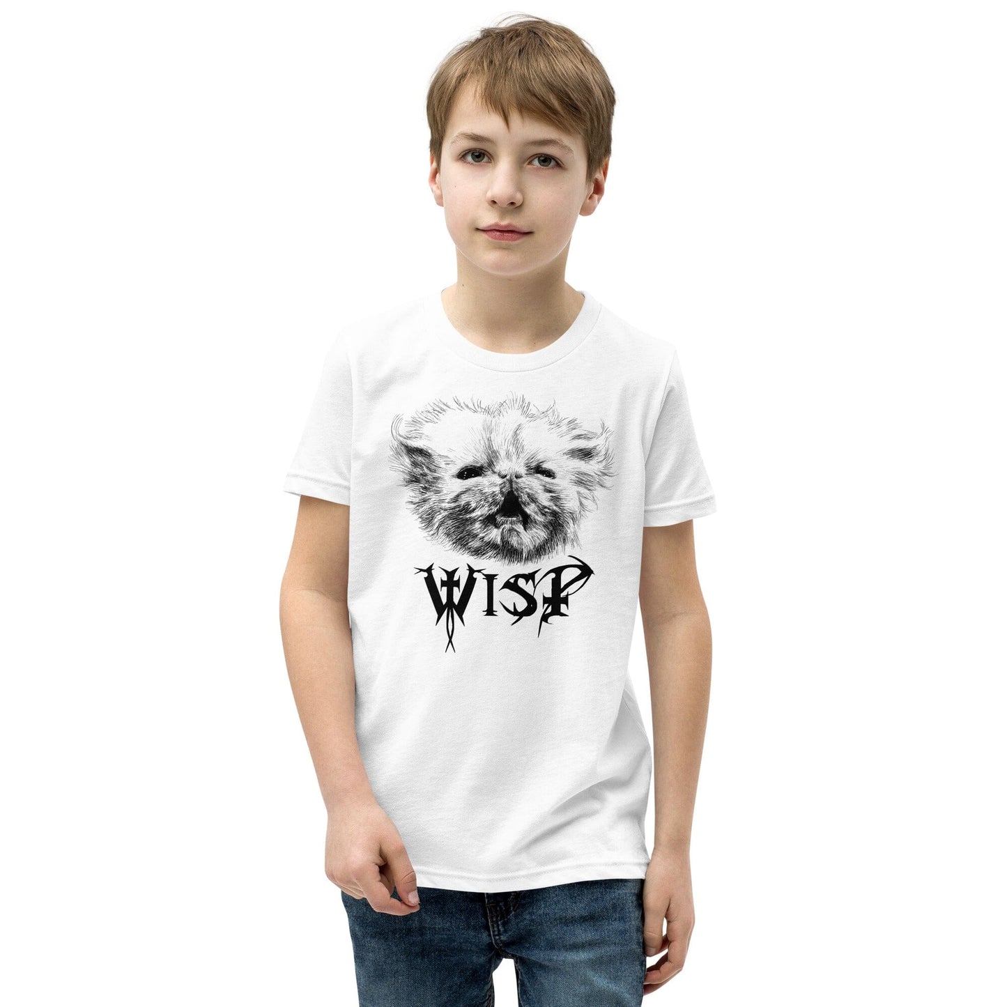 Metal Wisp YOUTH T-Shirt [Unfoiled] (All net proceeds go to Rags to Riches Animal Rescue) JoyousJoyfulJoyness White S 