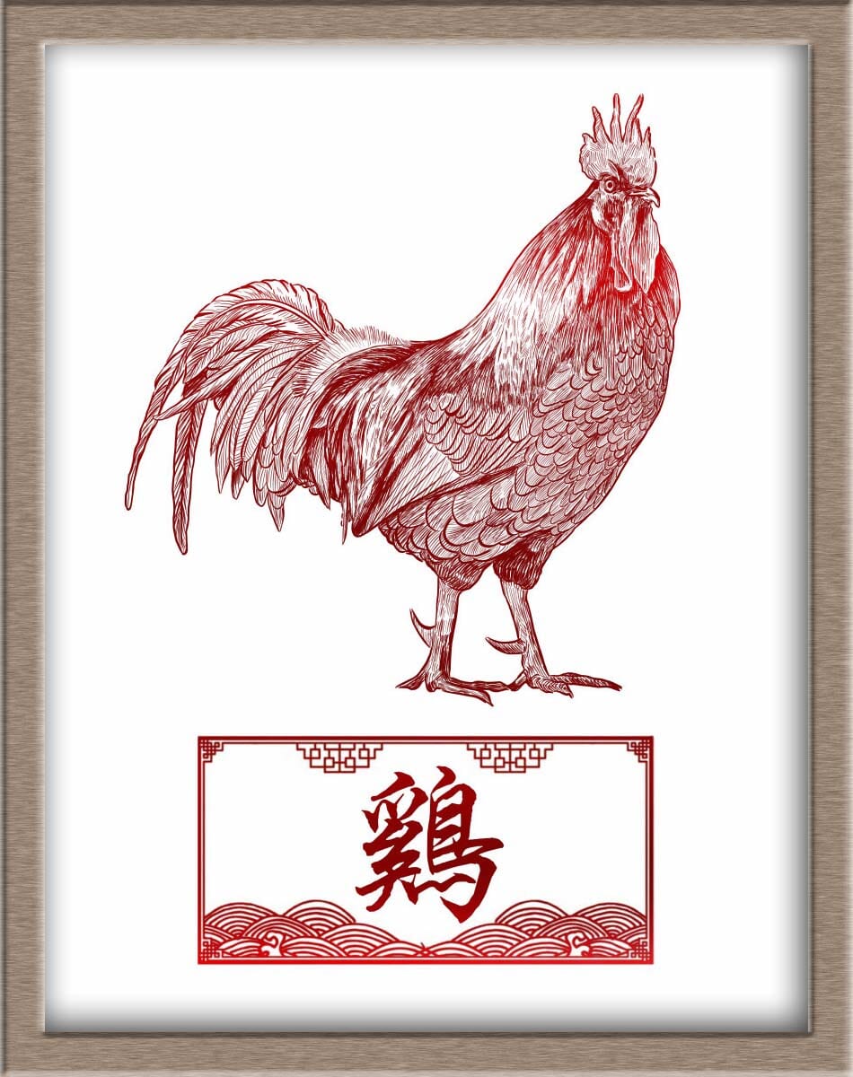 Chinese Zodiac Rooster Portraits Posters, Prints, & Visual Artwork JoyousJoyfulJoyness 