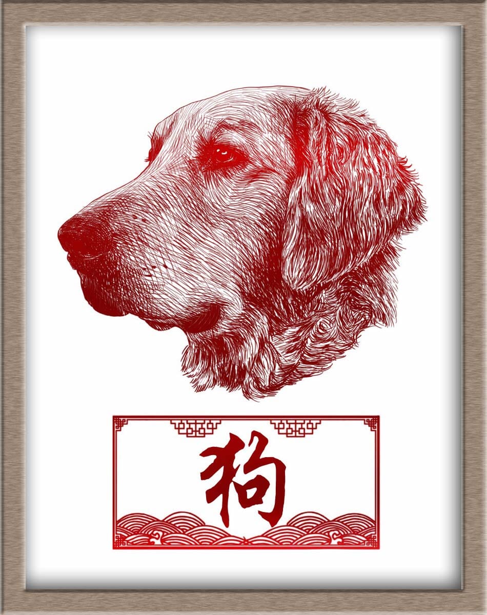 Chinese Zodiac Dog Portraits Posters, Prints, & Visual Artwork JoyousJoyfulJoyness 