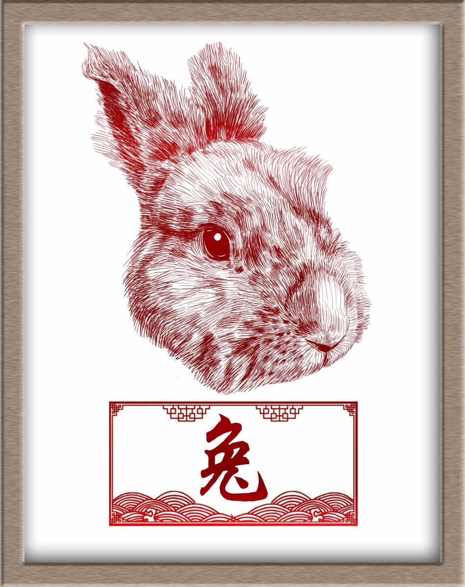 Chinese Zodiac Rabbit Portraits Posters, Prints, & Visual Artwork JoyousJoyfulJoyness 