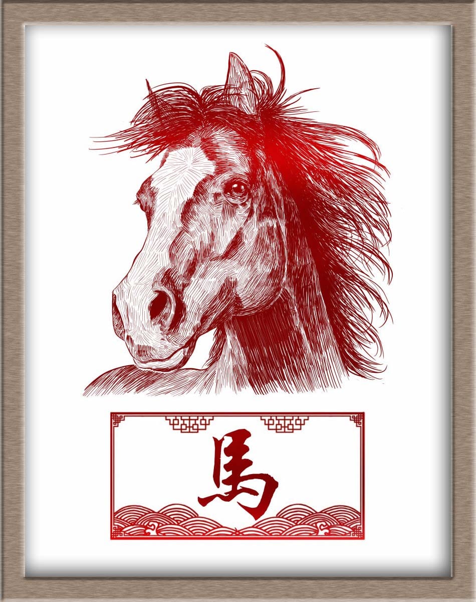 Chinese Zodiac Horse Portraits Posters, Prints, & Visual Artwork JoyousJoyfulJoyness 