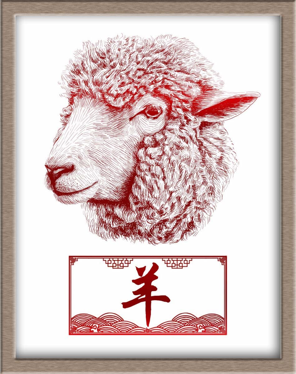 Chinese Zodiac Sheep Portraits Posters, Prints, & Visual Artwork JoyousJoyfulJoyness 