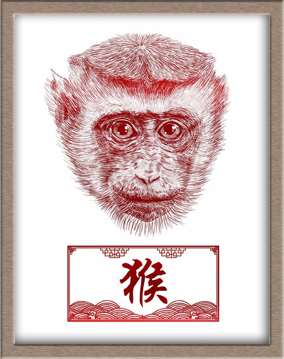 Chinese Zodiac Monkey Portraits Posters, Prints, & Visual Artwork JoyousJoyfulJoyness 