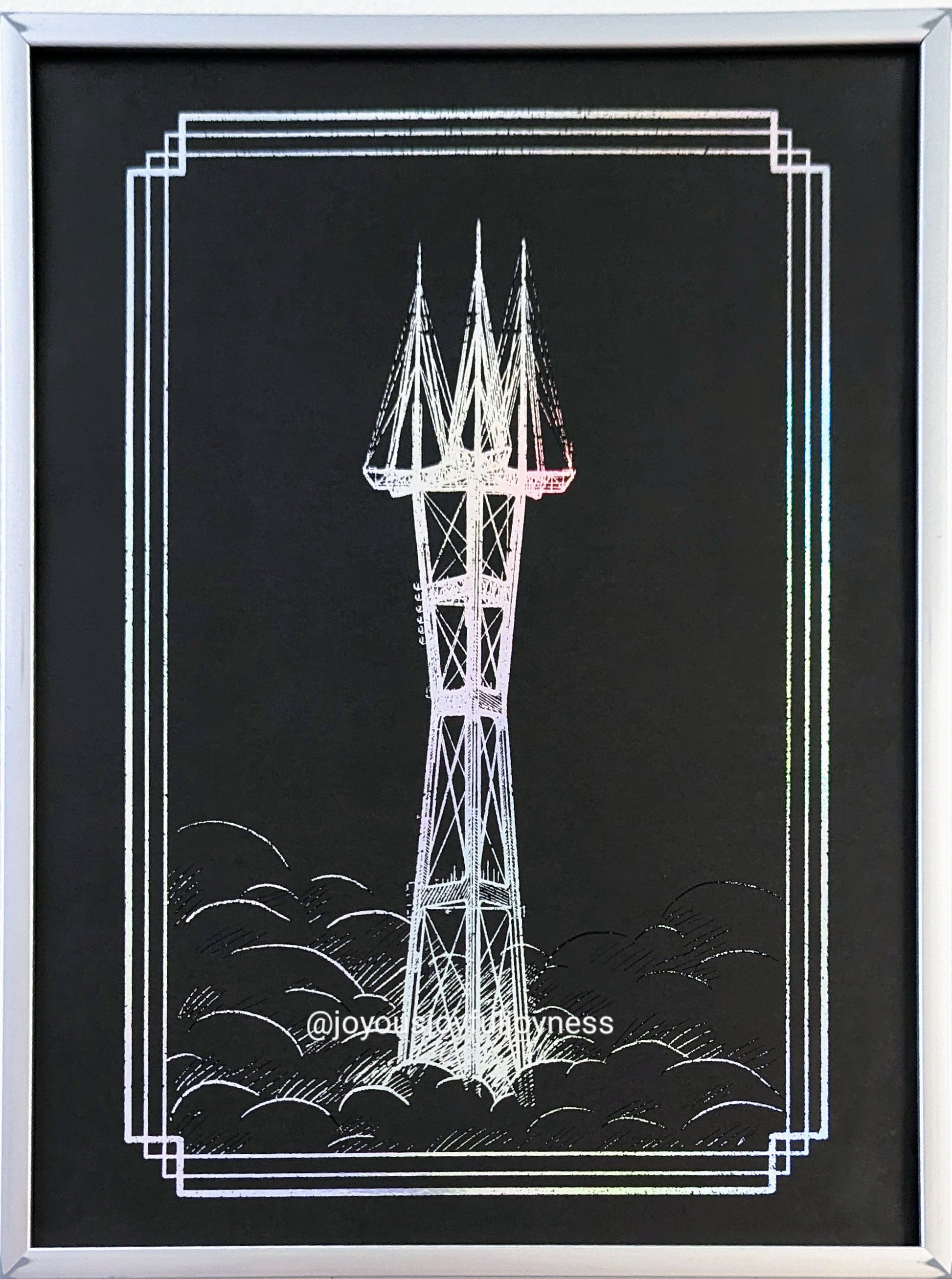 San Francisco's Sutro Tower Landmark Foiled Print Posters, Prints, & Visual Artwork JoyousJoyfulJoyness 