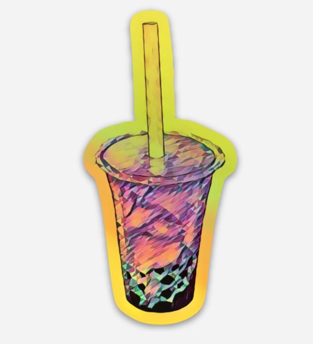 Holographic Boba Sticker Decorative Stickers JoyousJoyfulJoyness 