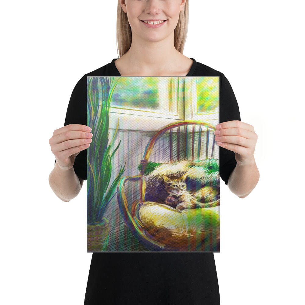 "Cozy Cat": Painting of a Cat in a Sunny Chair [Unfoiled] Posters, Prints, & Visual Artwork JoyousJoyfulJoyness 