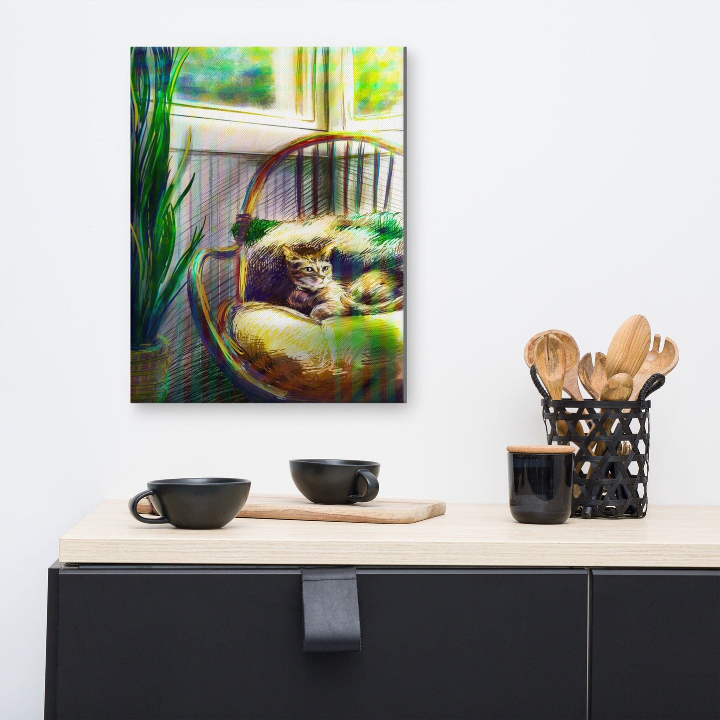 "Cozy Cat": Painting of a Cat in a Sunny Chair [Unfoiled] Posters, Prints, & Visual Artwork JoyousJoyfulJoyness 