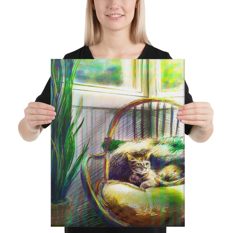 "Cozy Cat": Painting of a Cat in a Sunny Chair [Unfoiled] Posters, Prints, & Visual Artwork JoyousJoyfulJoyness 