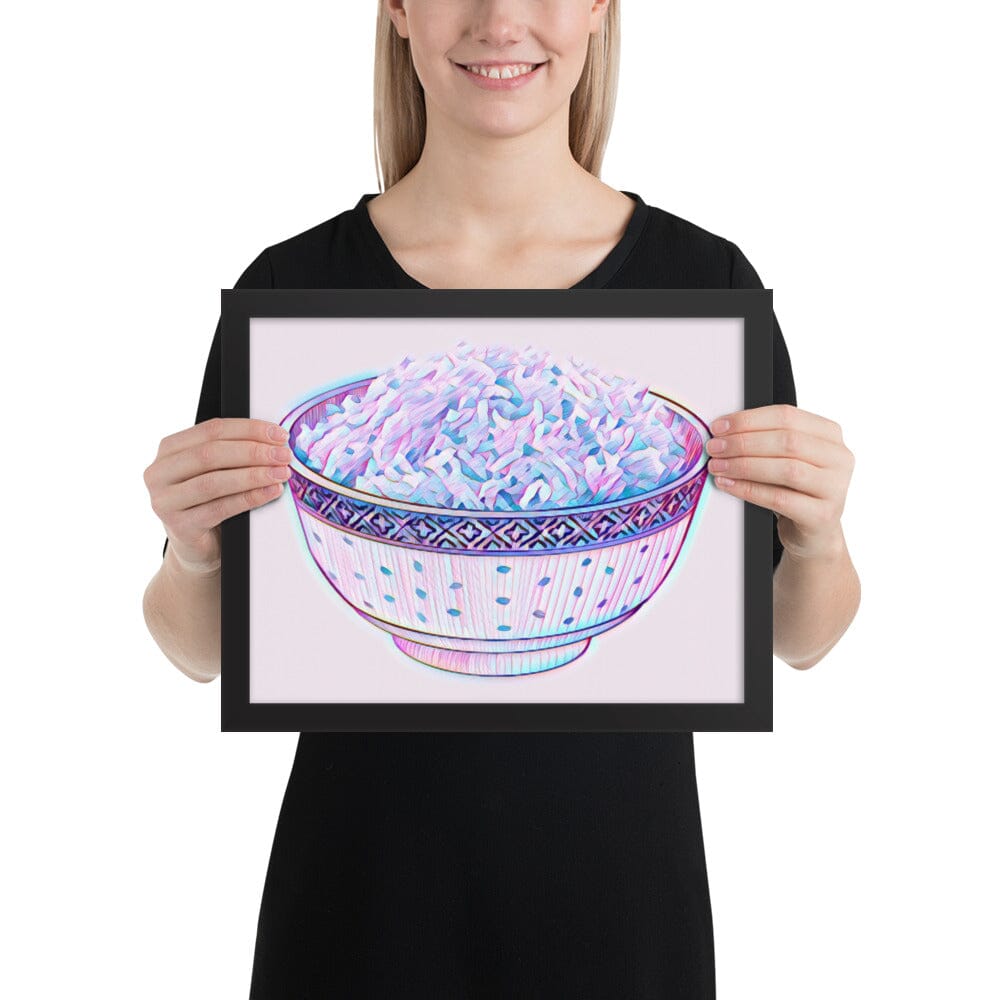 Bowl of Rice Framed Poster (Octopus) [Unfoiled] JoyousJoyfulJoyness Black 11″×14″ 