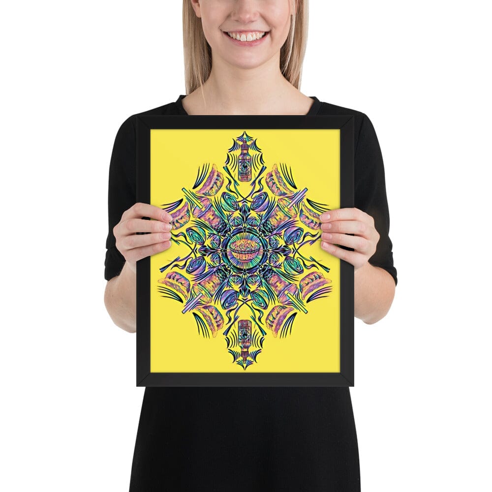 Kaleidoscope of Asian Food Framed Poster [Unfoiled] JoyousJoyfulJoyness Black 11″×14″ 