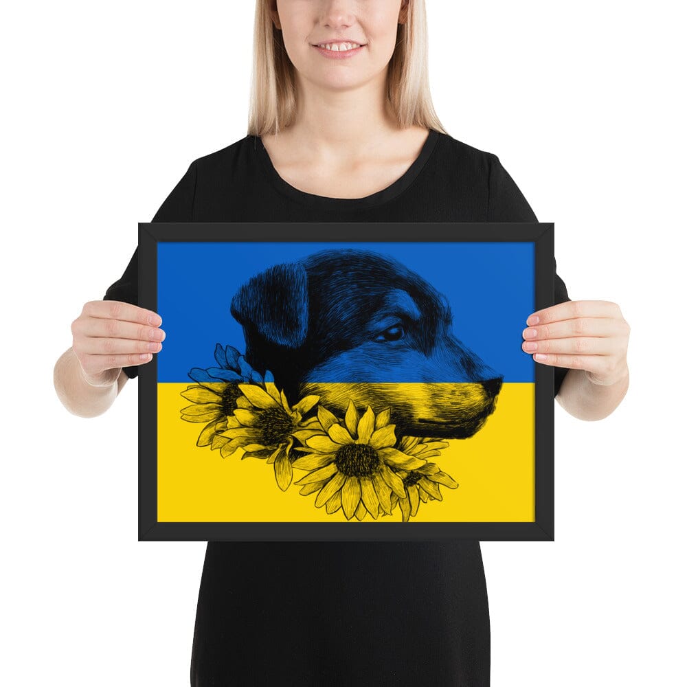 Dog of Ukraine Framed Poster [Unfoiled] Decor JoyousJoyfulJoyness Black 12″×16″ 