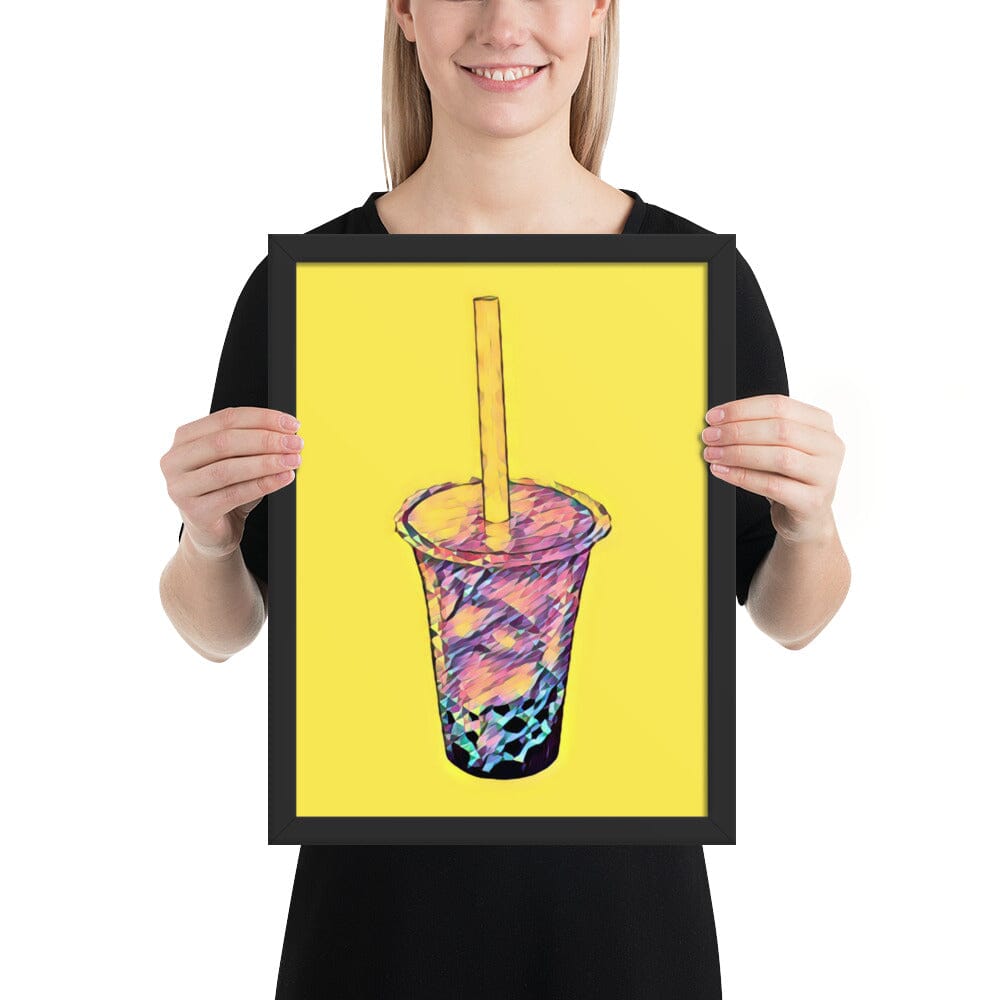 Boba Framed Poster (Cake) [Unfoiled] JoyousJoyfulJoyness Black 12″×16″ 