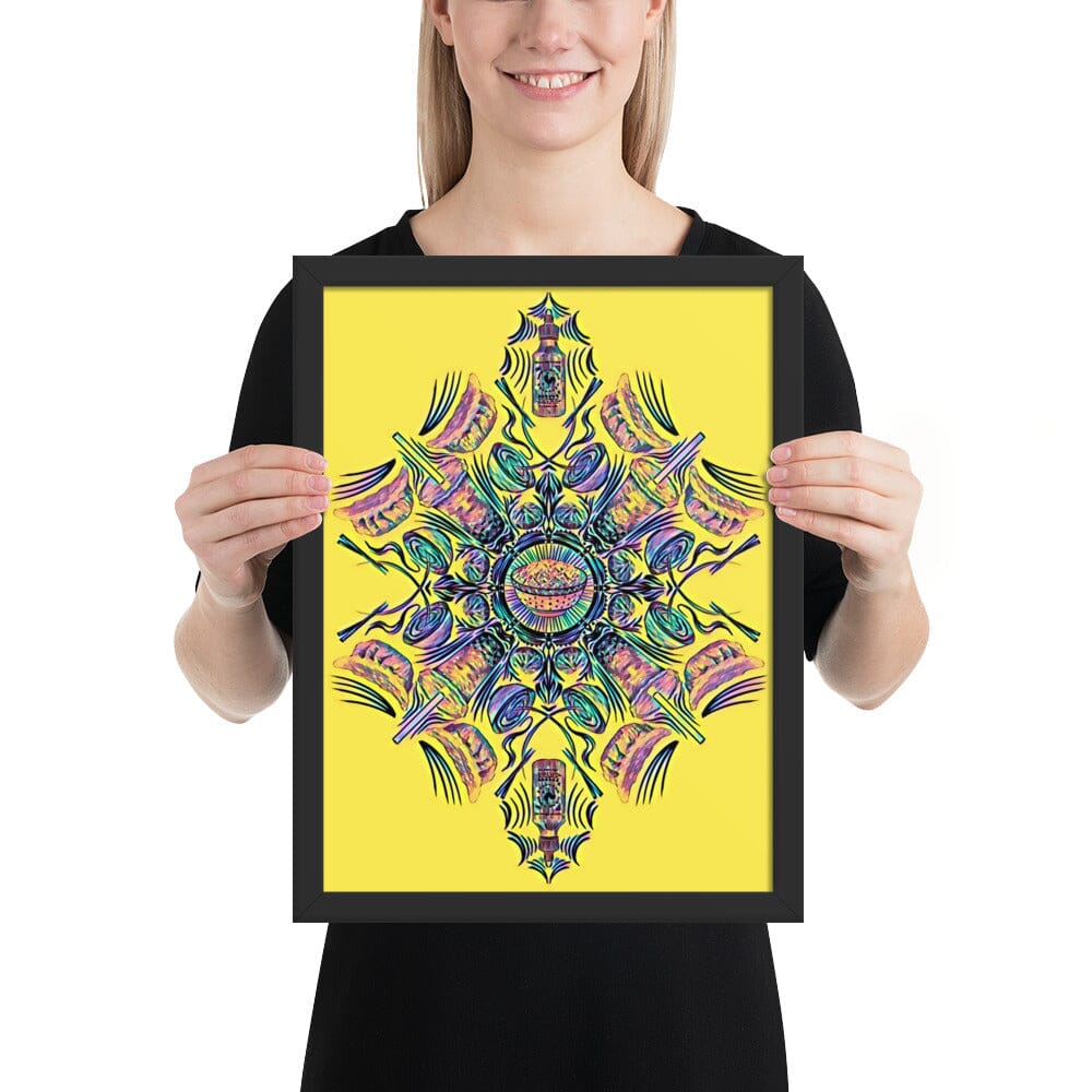 Kaleidoscope of Asian Food Framed Poster [Unfoiled] JoyousJoyfulJoyness Black 12″×16″ 