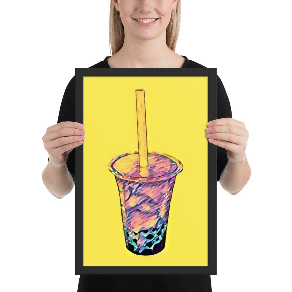 Boba Framed Poster (Cake) [Unfoiled] JoyousJoyfulJoyness Black 12″×18″ 