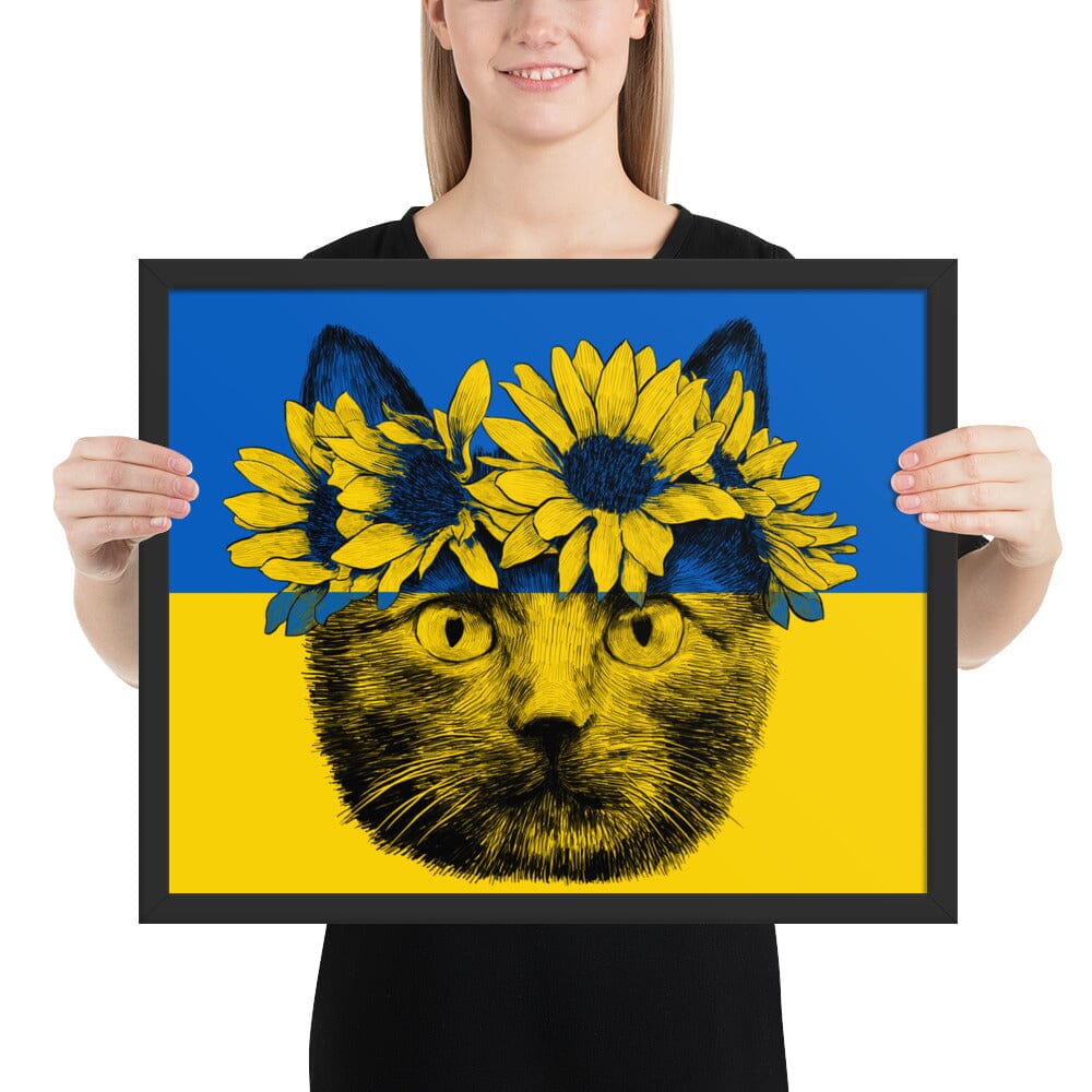 Cat of Ukraine Framed Poster [Unfoiled] JoyousJoyfulJoyness Black 16″×20″ 