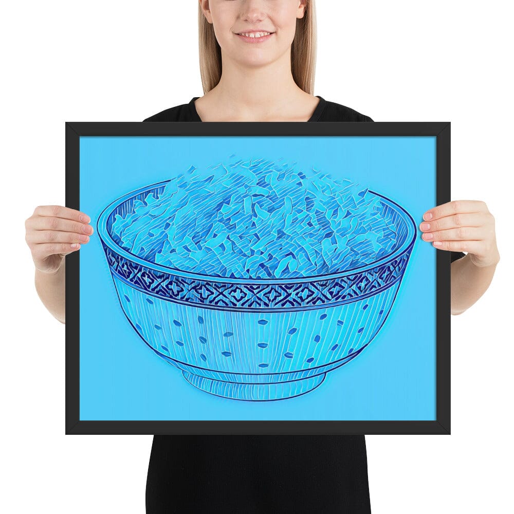 Bowl of Rice Framed Poster (Crystal Two) [Unfoiled] JoyousJoyfulJoyness Black 16″×20″ 