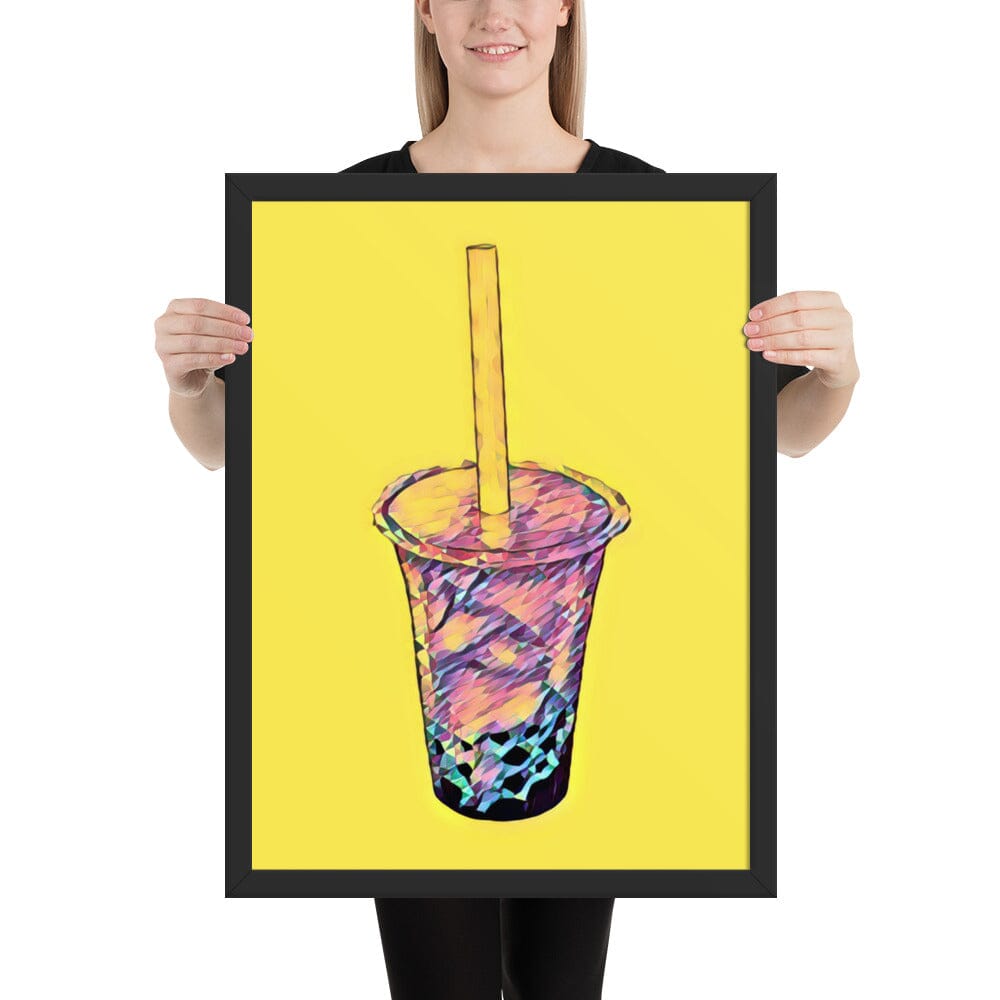 Boba Framed Poster (Cake) [Unfoiled] JoyousJoyfulJoyness Black 18″×24″ 