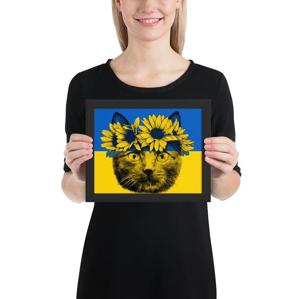 Cat of Ukraine Framed Poster [Unfoiled] JoyousJoyfulJoyness Black 8″×10″ 