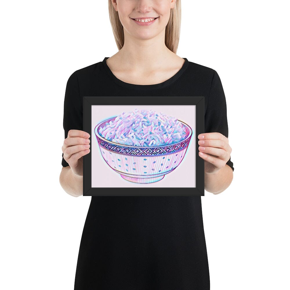 Bowl of Rice Framed Poster (Octopus) [Unfoiled] JoyousJoyfulJoyness Black 8″×10″ 