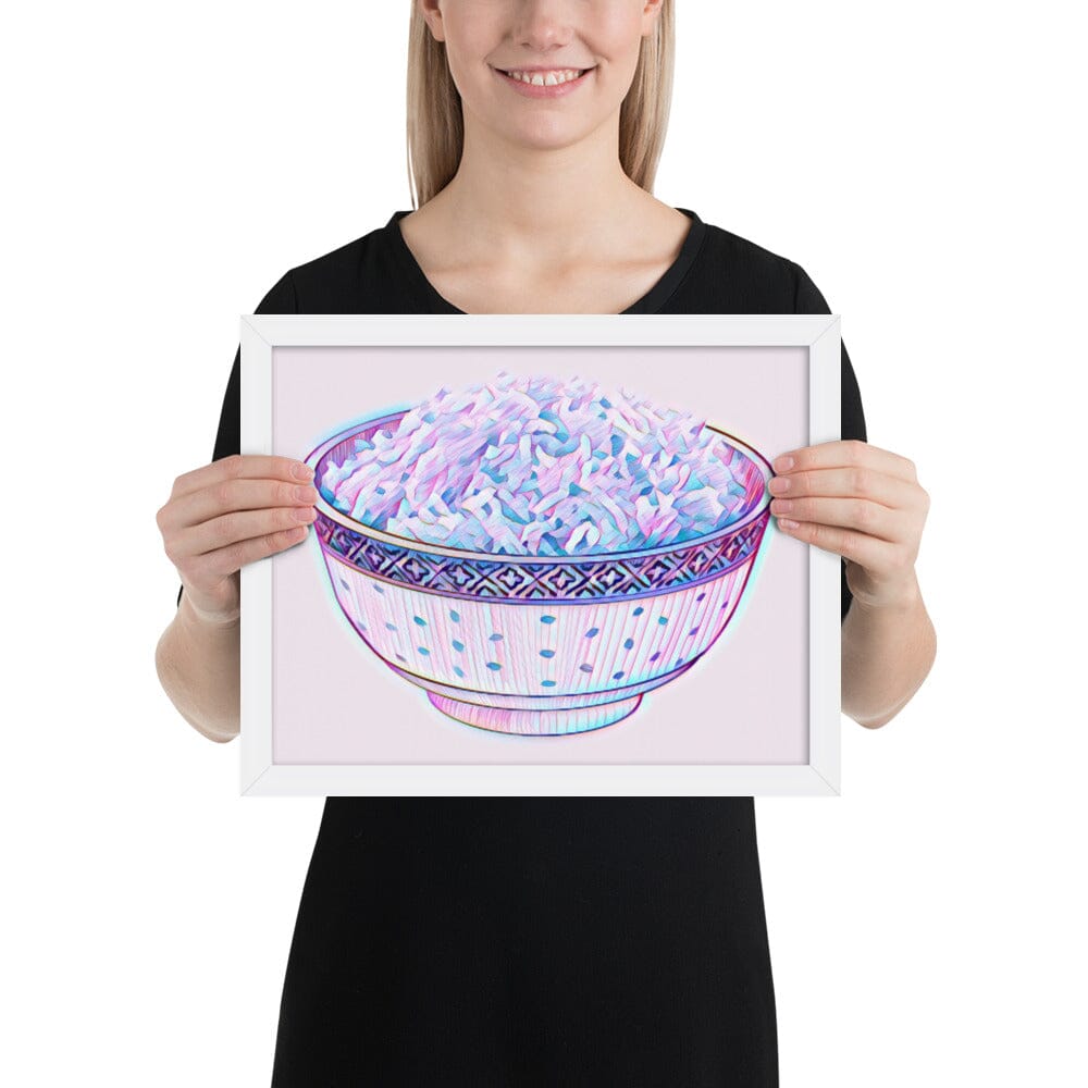 Bowl of Rice Framed Poster (Octopus) [Unfoiled] JoyousJoyfulJoyness White 11″×14″ 