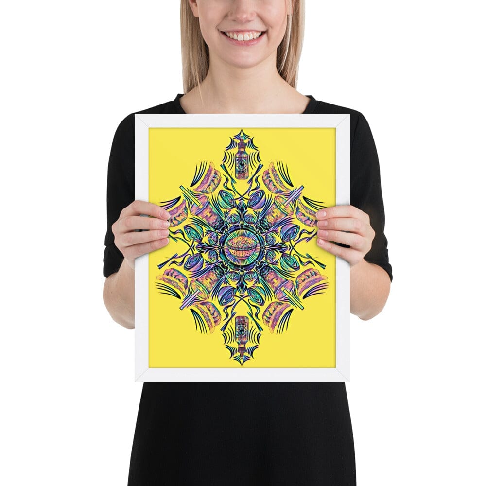 Kaleidoscope of Asian Food Framed Poster [Unfoiled] JoyousJoyfulJoyness White 11″×14″ 