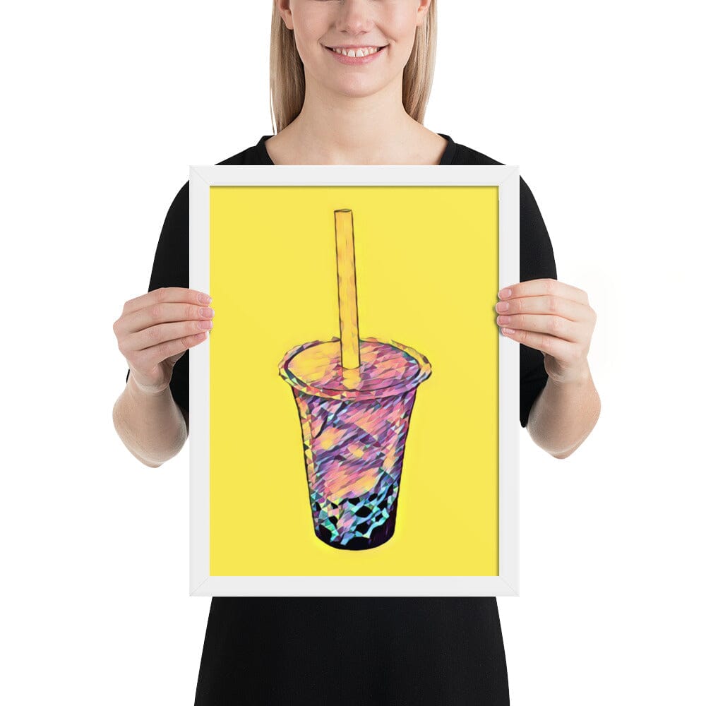 Boba Framed Poster (Cake) [Unfoiled] JoyousJoyfulJoyness White 12″×16″ 
