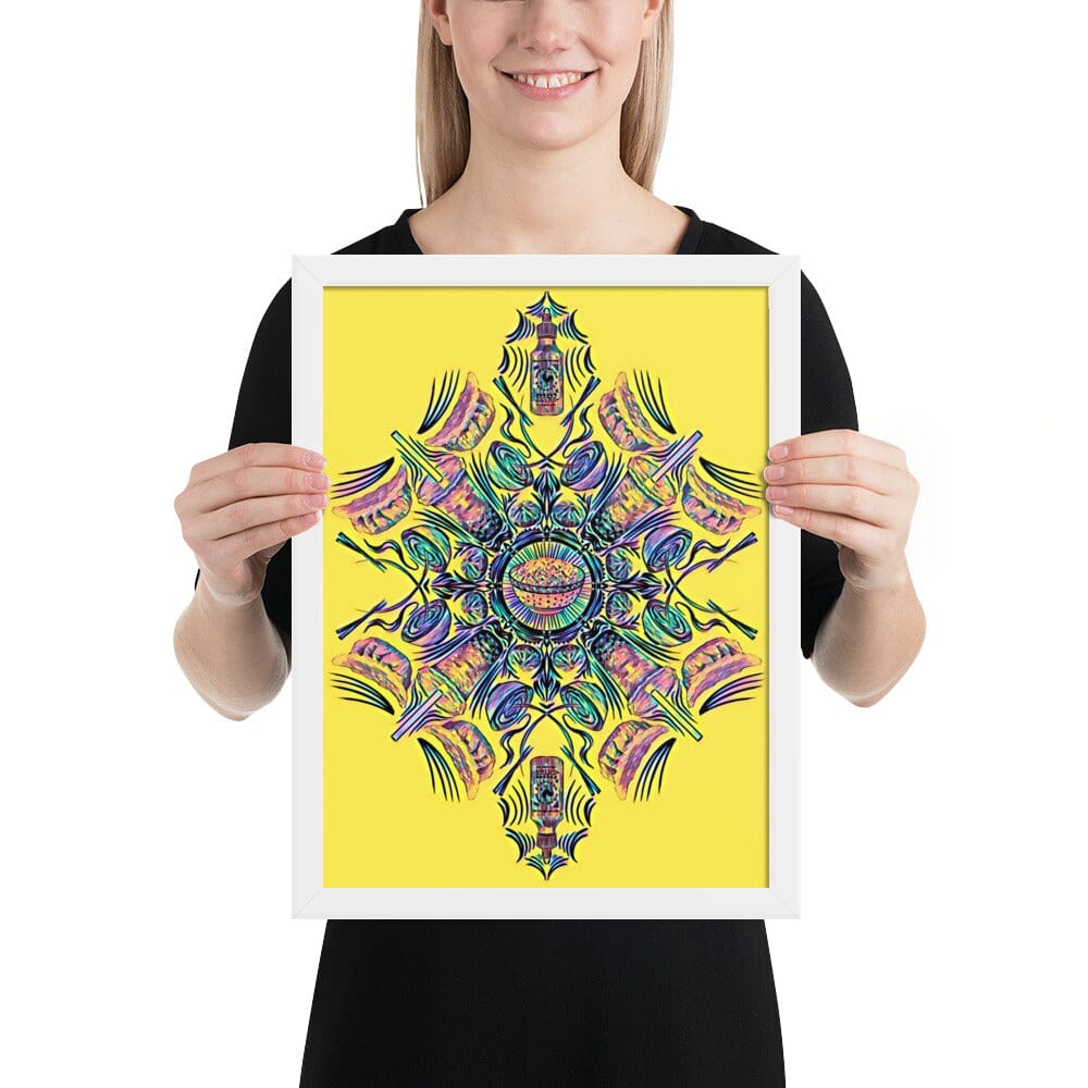 Kaleidoscope of Asian Food Framed Poster [Unfoiled] JoyousJoyfulJoyness White 12″×16″ 