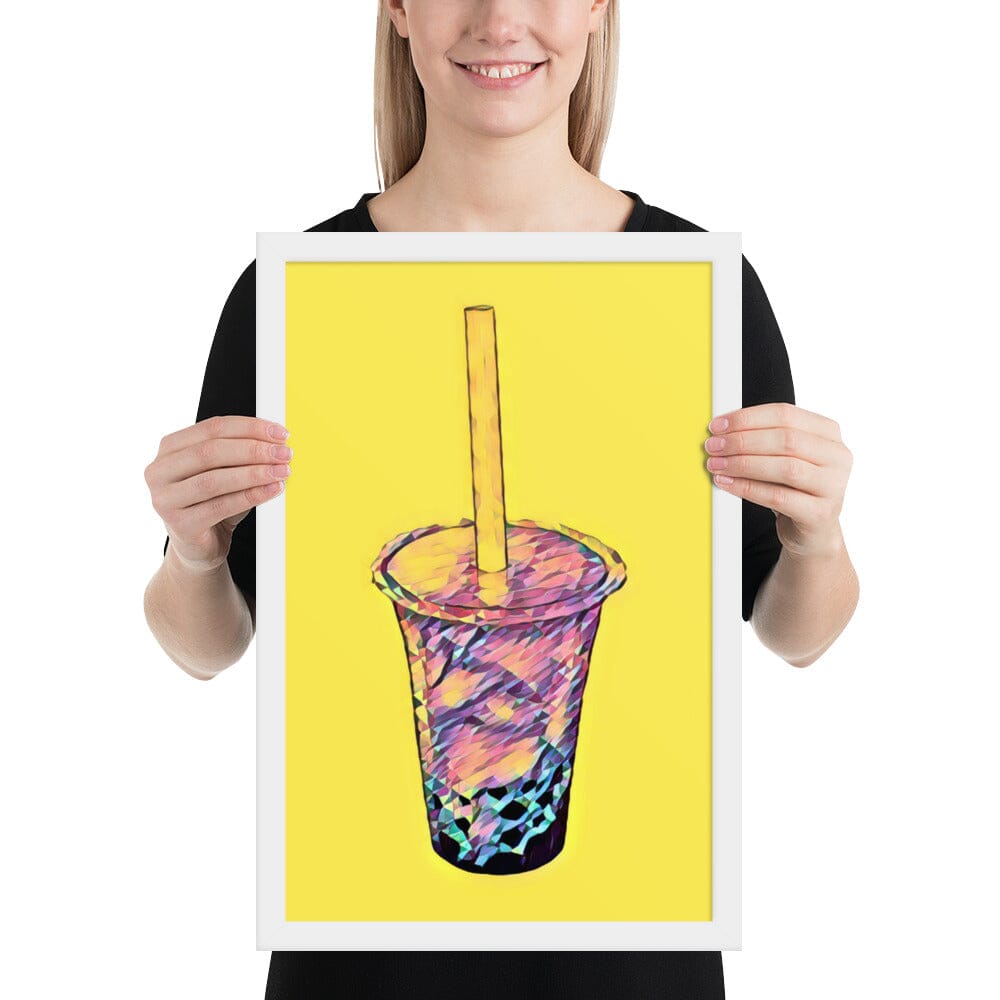 Boba Framed Poster (Cake) [Unfoiled] JoyousJoyfulJoyness White 12″×18″ 