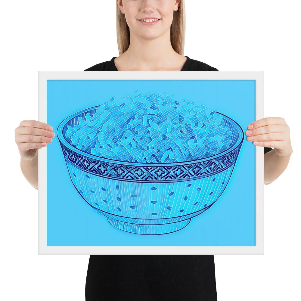 Bowl of Rice Framed Poster (Crystal Two) [Unfoiled] JoyousJoyfulJoyness White 16″×20″ 