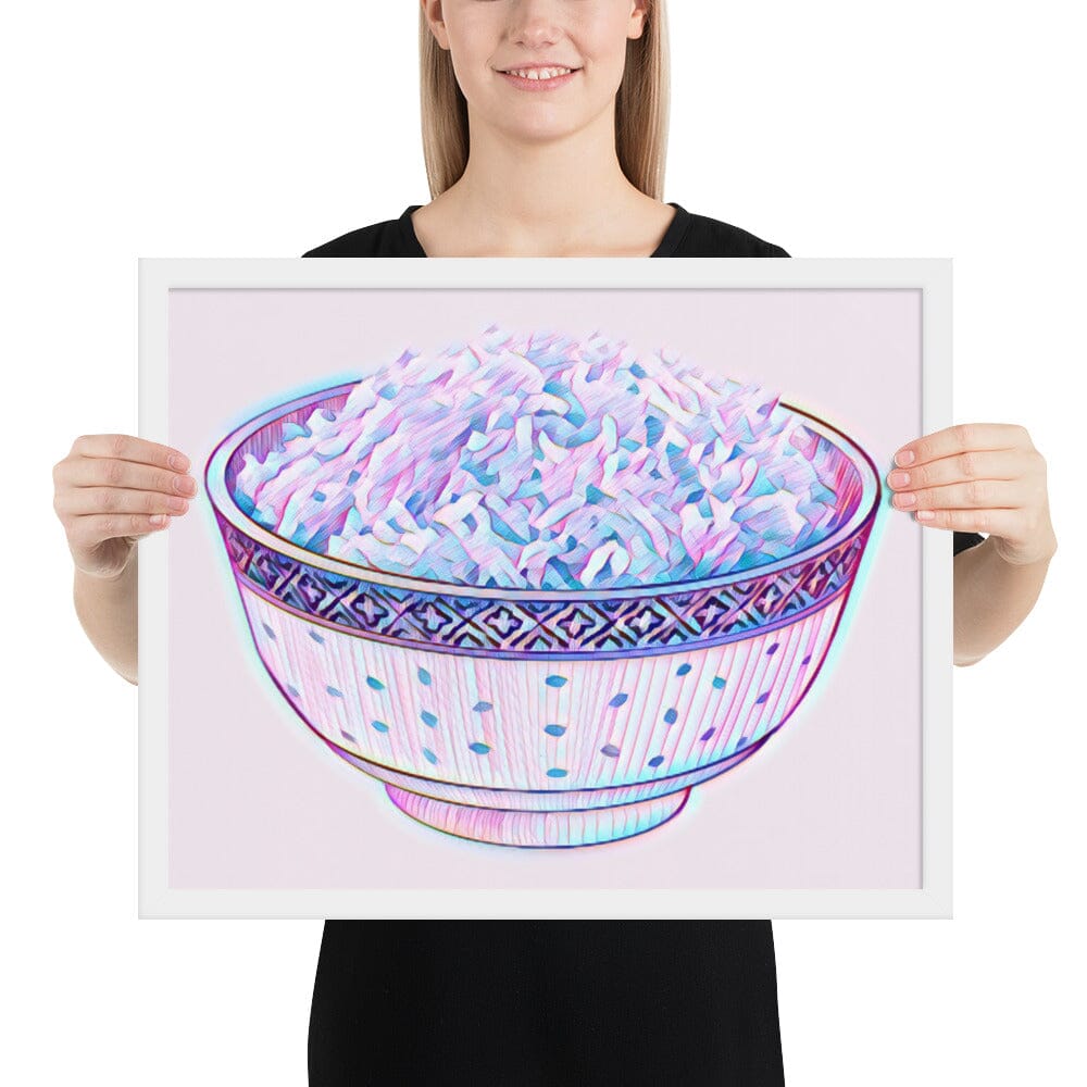 Bowl of Rice Framed Poster (Octopus) [Unfoiled] JoyousJoyfulJoyness White 16″×20″ 