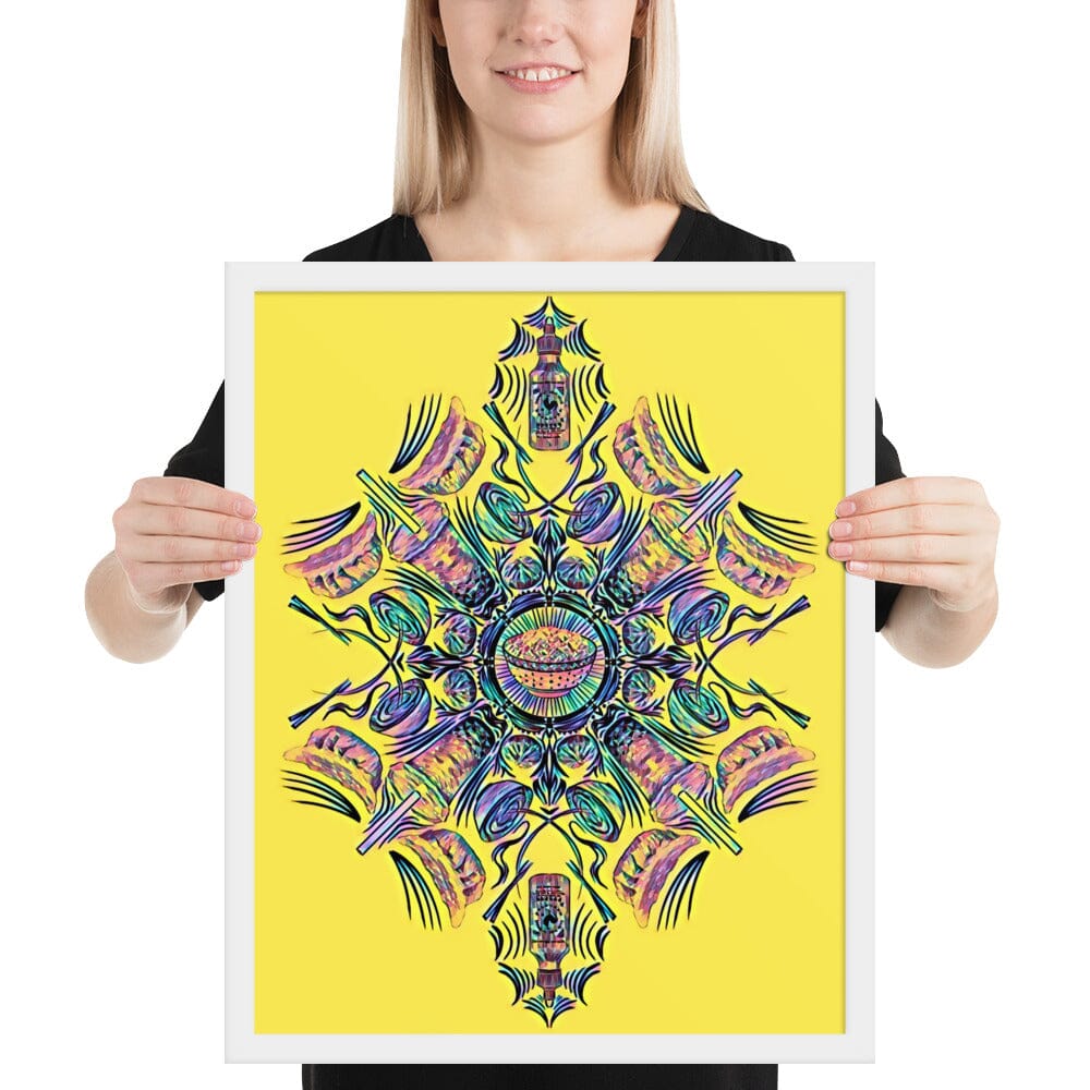 Kaleidoscope of Asian Food Framed Poster [Unfoiled] JoyousJoyfulJoyness White 16″×20″ 