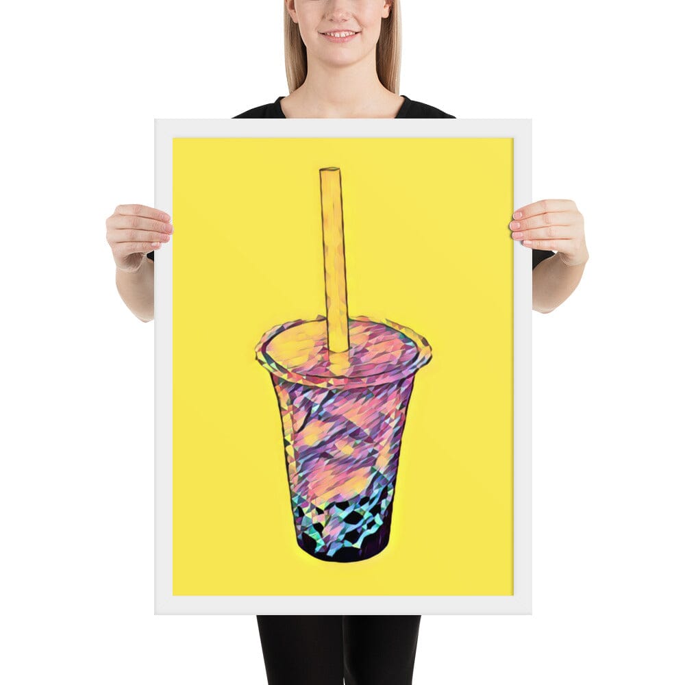 Boba Framed Poster (Cake) [Unfoiled] JoyousJoyfulJoyness White 18″×24″ 