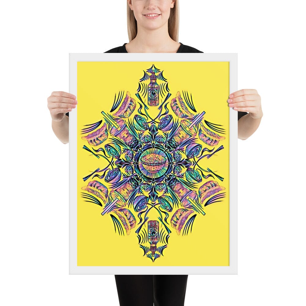 Kaleidoscope of Asian Food Framed Poster [Unfoiled] JoyousJoyfulJoyness White 18″×24″ 