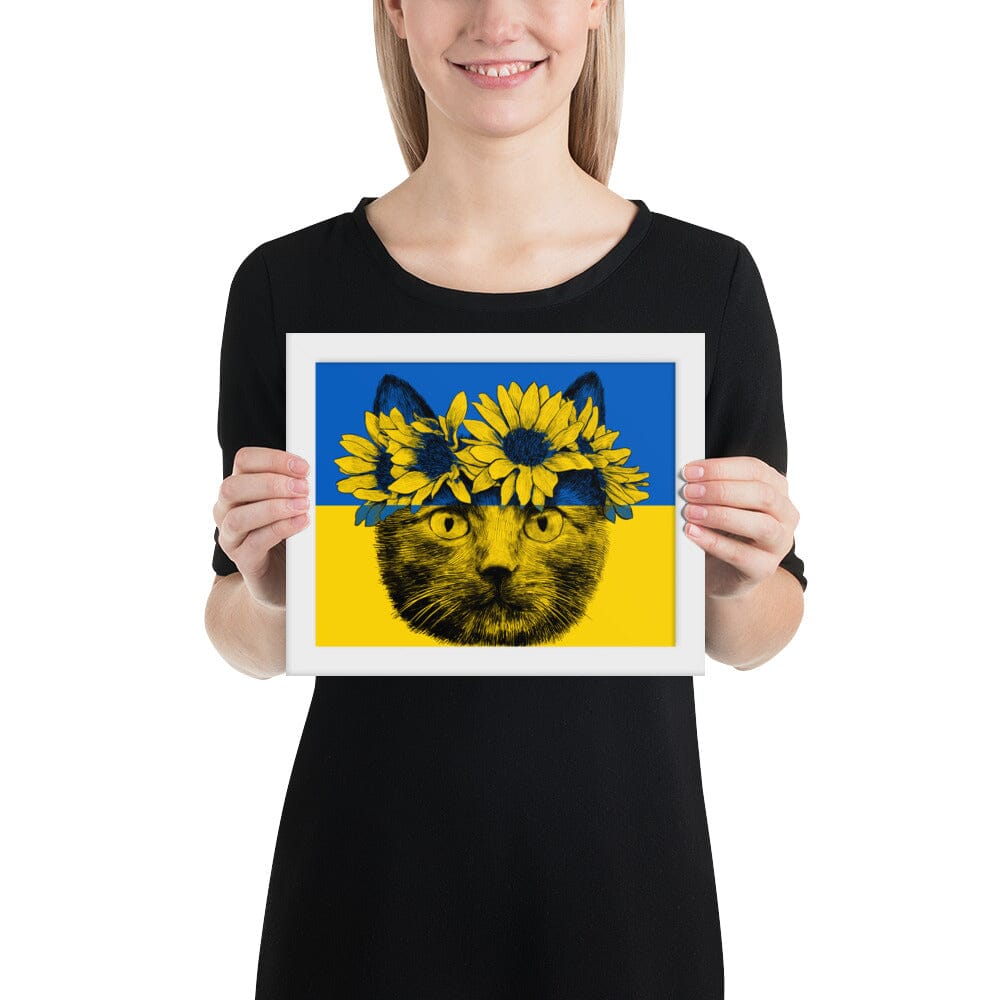 Cat of Ukraine Framed Poster [Unfoiled] JoyousJoyfulJoyness White 8″×10″ 