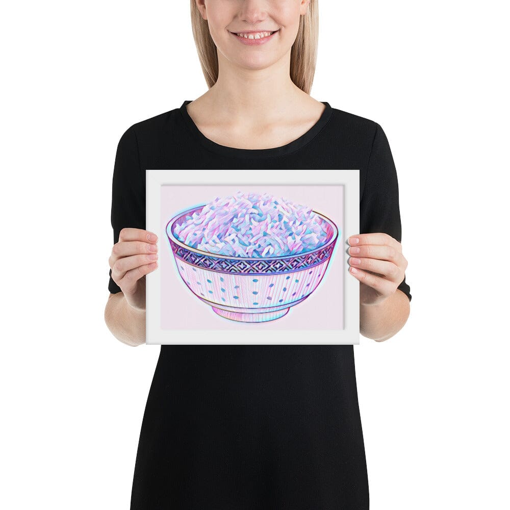 Bowl of Rice Framed Poster (Octopus) [Unfoiled] JoyousJoyfulJoyness White 8″×10″ 