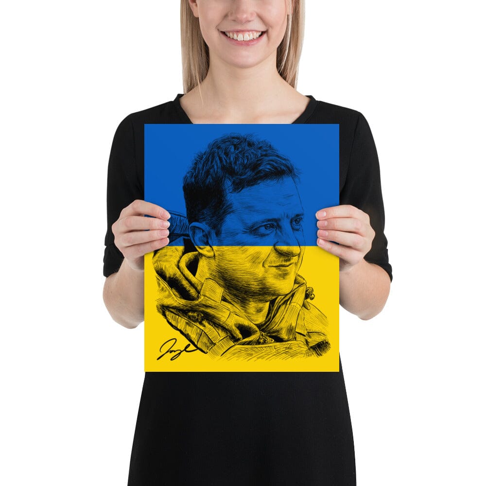 President Zelenskyy (Flag) Matte Poster [Unfoiled] Posters, Prints, & Visual Artwork JoyousJoyfulJoyness 11″×14″ 