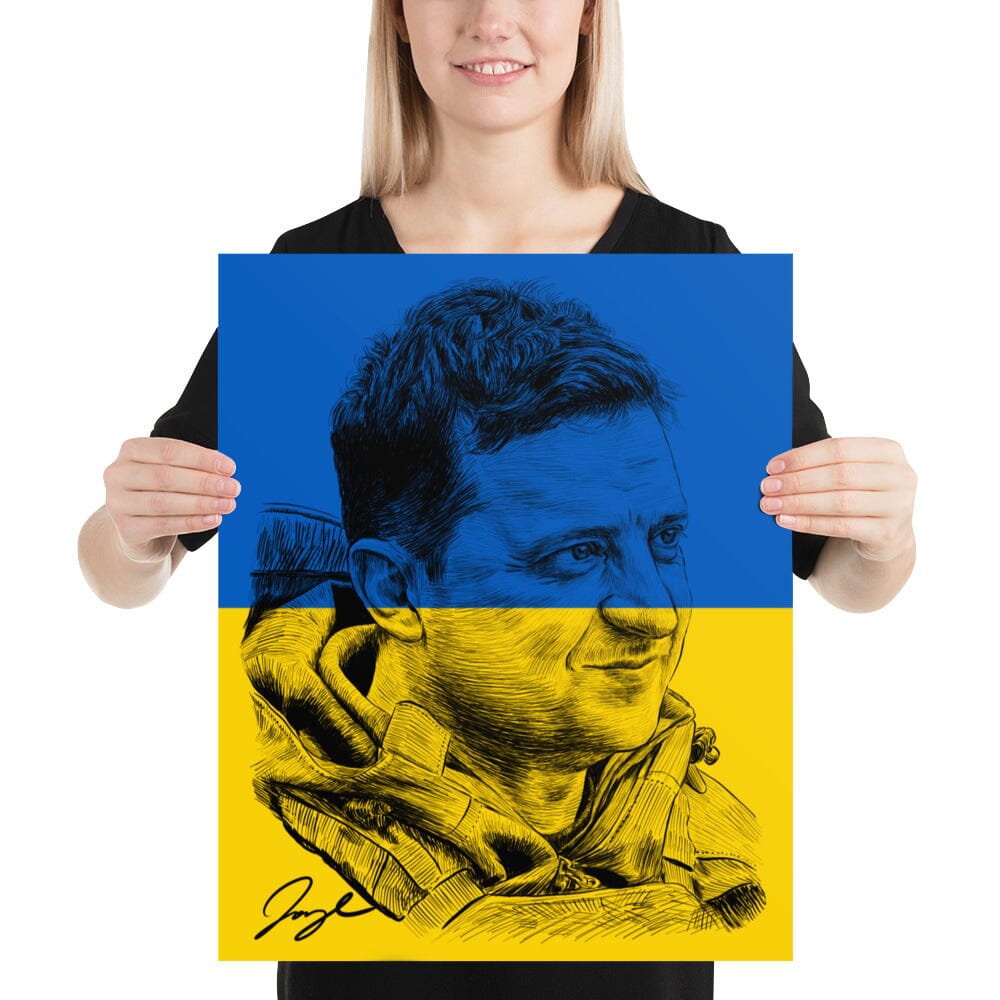 President Zelenskyy (Flag) Matte Poster [Unfoiled] Posters, Prints, & Visual Artwork JoyousJoyfulJoyness 16″×20″ 