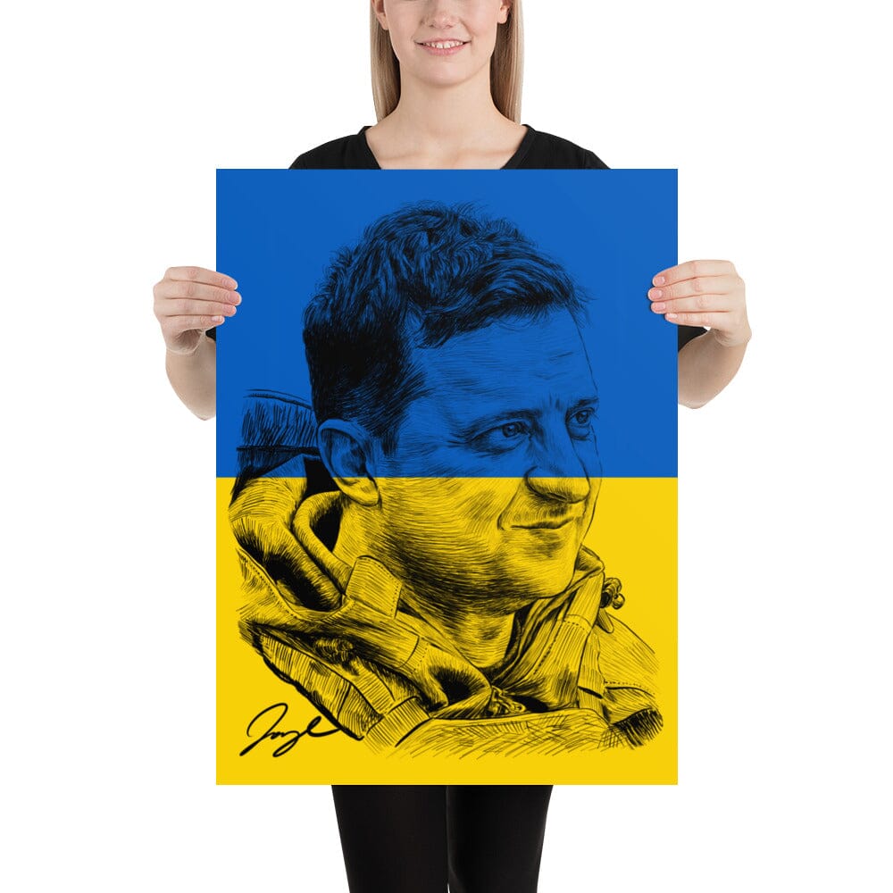President Zelenskyy (Flag) Matte Poster [Unfoiled] Posters, Prints, & Visual Artwork JoyousJoyfulJoyness 18″×24″ 