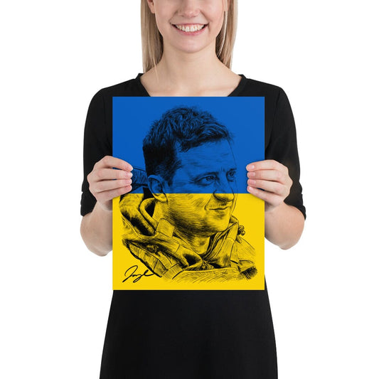 President Zelenskyy (Flag) Photo Paper Poster [Unfoiled] Posters, Prints, & Visual Artwork JoyousJoyfulJoyness 11″×14″ 