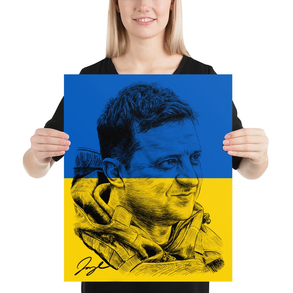 President Zelenskyy (Flag) Photo Paper Poster [Unfoiled] Posters, Prints, & Visual Artwork JoyousJoyfulJoyness 16″×20″ 