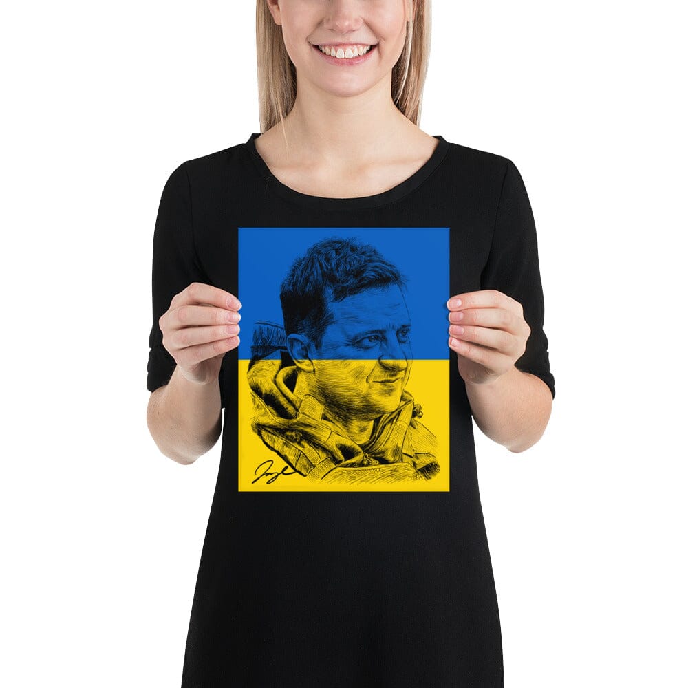 President Zelenskyy (Flag) Photo Paper Poster [Unfoiled] Posters, Prints, & Visual Artwork JoyousJoyfulJoyness 8″×10″ 