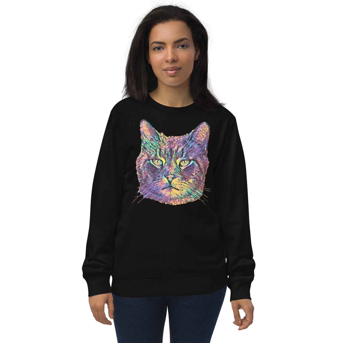 Cat Unisex Organic Sweatshirt JoyousJoyfulJoyness Black S 