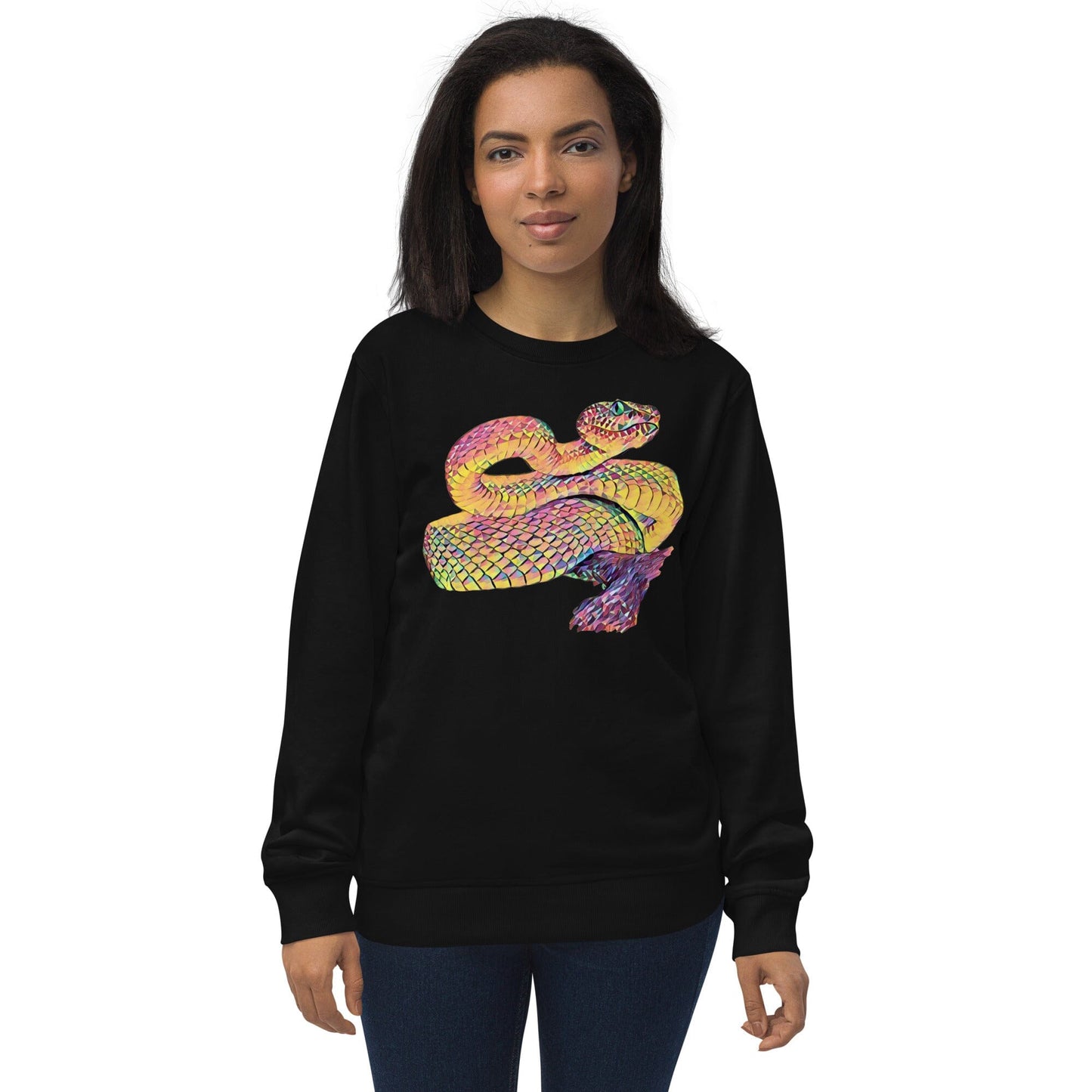 Snake Unisex Organic Sweatshirt JoyousJoyfulJoyness Black S 