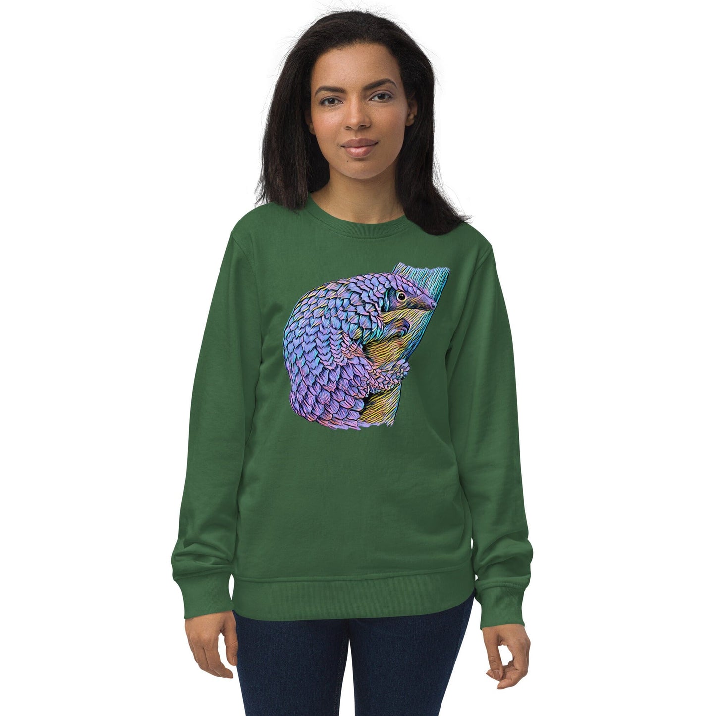 Pangolin Unisex Organic Sweatshirt JoyousJoyfulJoyness Bottle Green XXL 