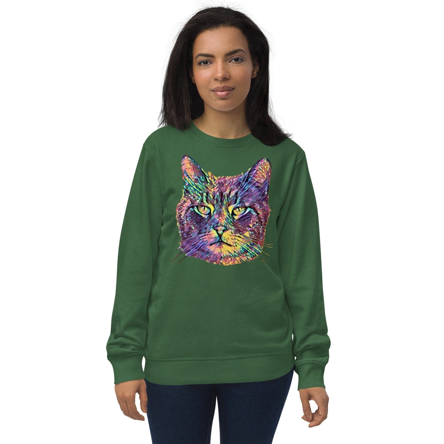 Cat Unisex Organic Sweatshirt JoyousJoyfulJoyness Bottle Green XXL 